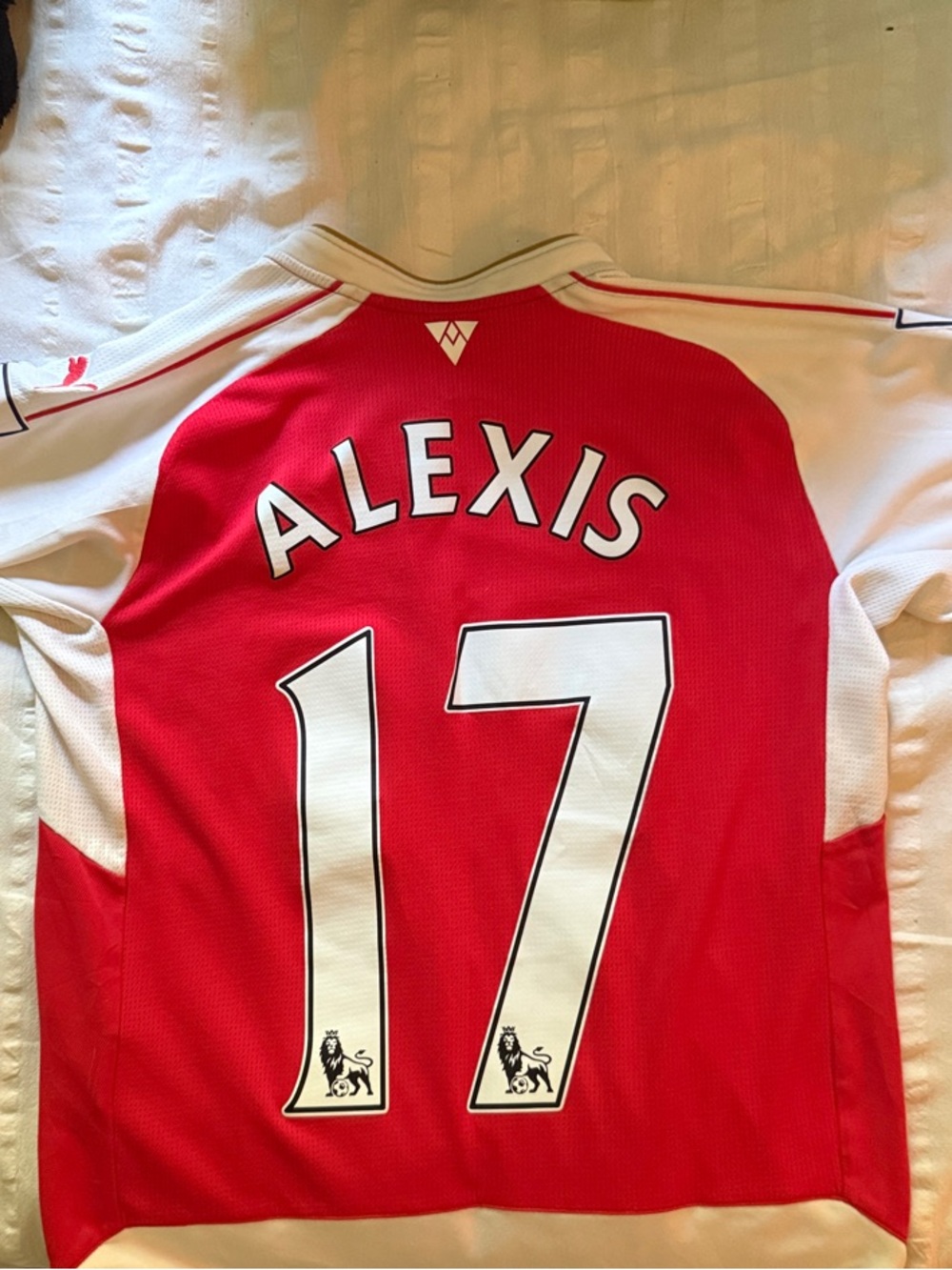 Puma Red and White Kids Football Jersey with ALEXIS 17